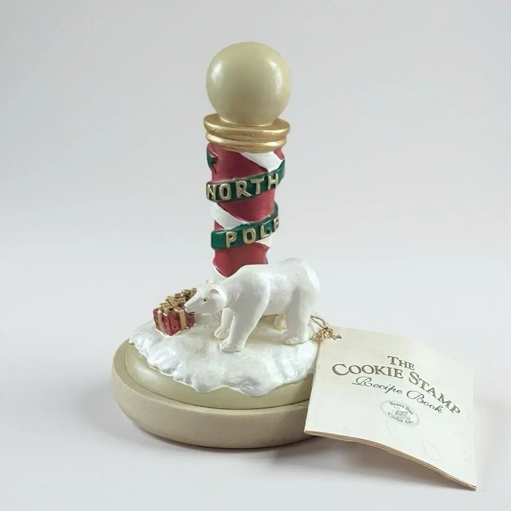 Vintage 1995 Brown Bag Cookie Art Stamp #13 North Pole House Polar Bear Ceramic